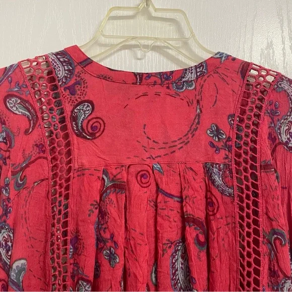 Free People Womens Just the Two of Us Balloon Sleeve Tunic Top Mini Dress Small - Picture 8 of 12
